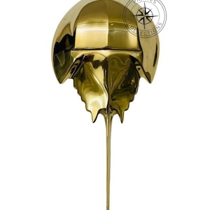 Brass Horseshoe Crab Door Knocker: Shiny Gate Decor