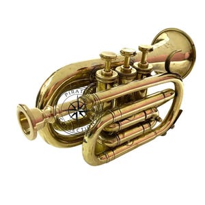 Polished Brass Bb Mini Trumpet: Pocket Bugle Horn for Beginners