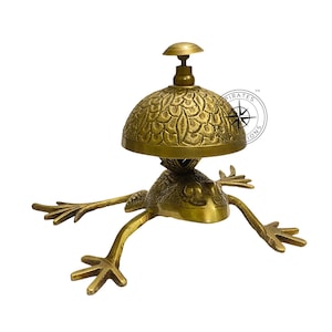 Brass Table Bell, Frog Style Hotel Counter Bell, Office Service Calling Desk Bell, Reception Bell Decor