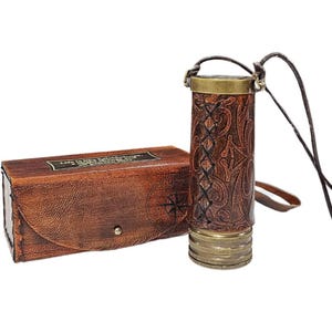 Handmade Brass Kaleidoscope Educational Vintage Collection Replica, Birthday, Every Occasion Gift for Adults and Kids with Leather Strap