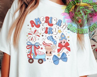 Coquette 4th of July DTF Transfer Ready to Press DTF Transfer America Girl Retro 4th of July Tshirt Transfer D0036
