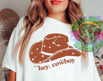 Ready to Press Howdy Cowboy Cowgirl Hat DTF Transfer Country Cowgirl DTF Transfer Apparel Transfer Tshirt Transfer D0066
