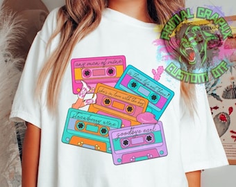 Ready to Press Women Country Singer Mix Tape Retro DTF Transfer Southern Country Music DTF Transfer Apparel Transfer D0043