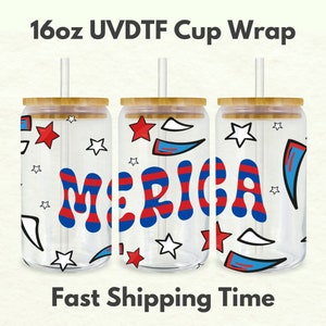 4. Juli 16 Unzen UVDTF Cup Wrap, Patriotische UV DTF Transfers, Cup Wrap Transfers, versandfertig uvdtf 0013