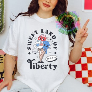 Süßes Land der Freiheit, 4. Juli, Retro-DTF-Transfer, druckfertig, DTF-Transfer, patriotischer Sommer-DTF-Bekleidungstransfer, D0032
