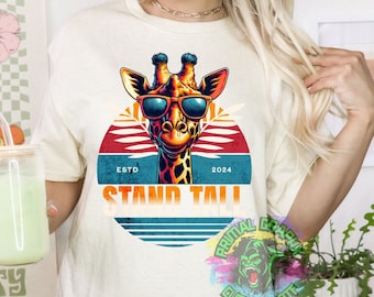 Stand Tall Giraffe Positivity Retro Groovy DTF Transfer Retro Aesthetic Trendy DTF Transfer Apparel Transfer D0093