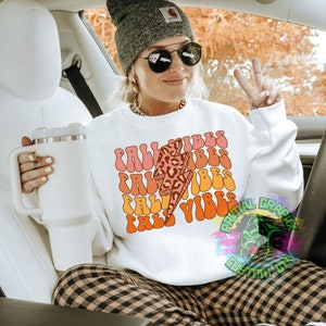 Fall Vibes Lightening Bolt Cheetah DTF Transfer Fall DTF Transfer Retro Groovy Fall Ready to Press Transfer D0094
