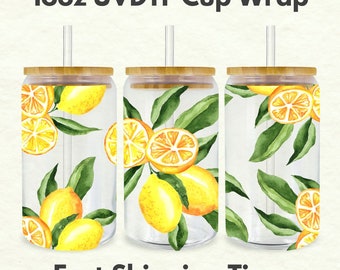 Lemons 16oz UVDTF Cup Wrap *Physical Transfer* UV DTF Transfers, Summer Cup Wrap Transfers, Ready to Ship uvdtf 0023