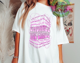 Embrace the Chaos Y2K Retro Groovy DTF Transfer Retro Aesthetic Trendy DTF Transfer Apparel Transfer D0091