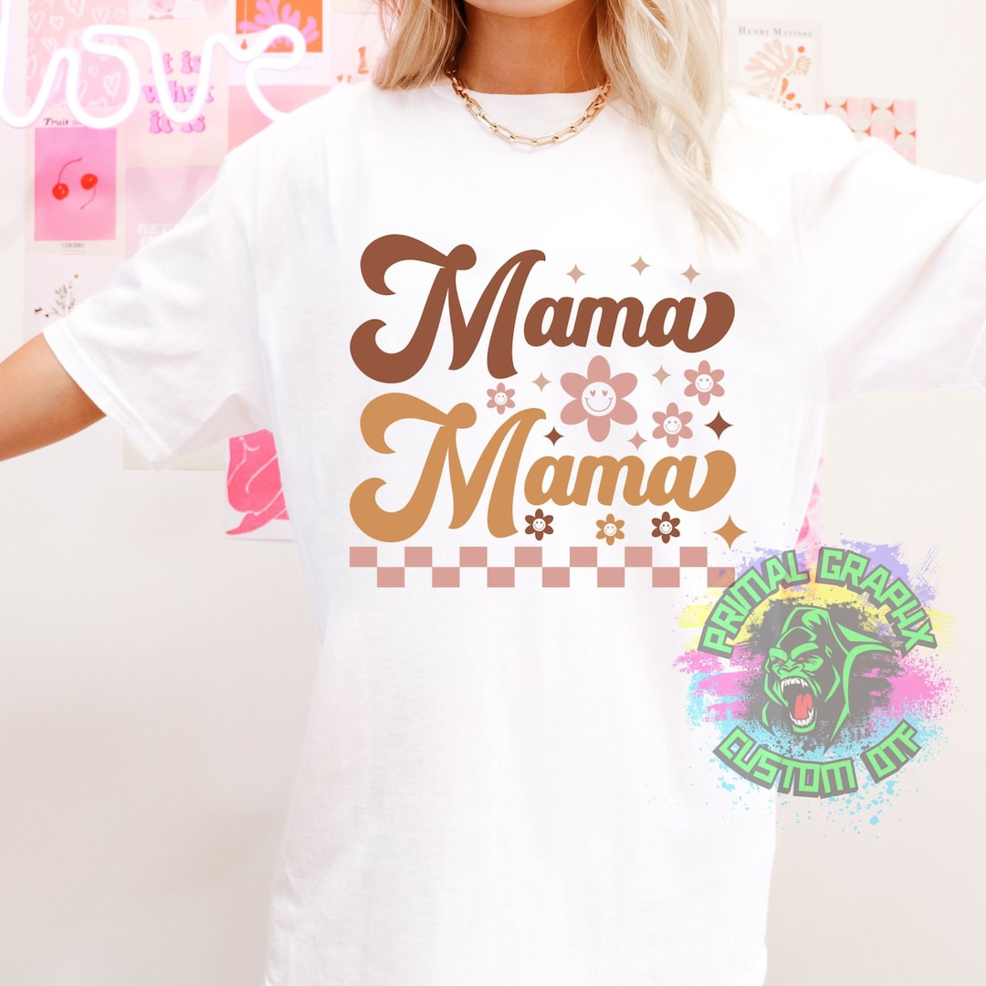 Retro Checkered Mama Ready to Press DTF Transfer, Mama DTF Transfers ...
