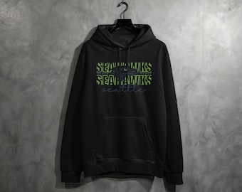 Seahawks Hoodies, Seattle Football, Green and Blue, Eagle Mascot, Team Pride Hoodies, Game Day Apparel, Sports Fan Hoodies Embroidery
