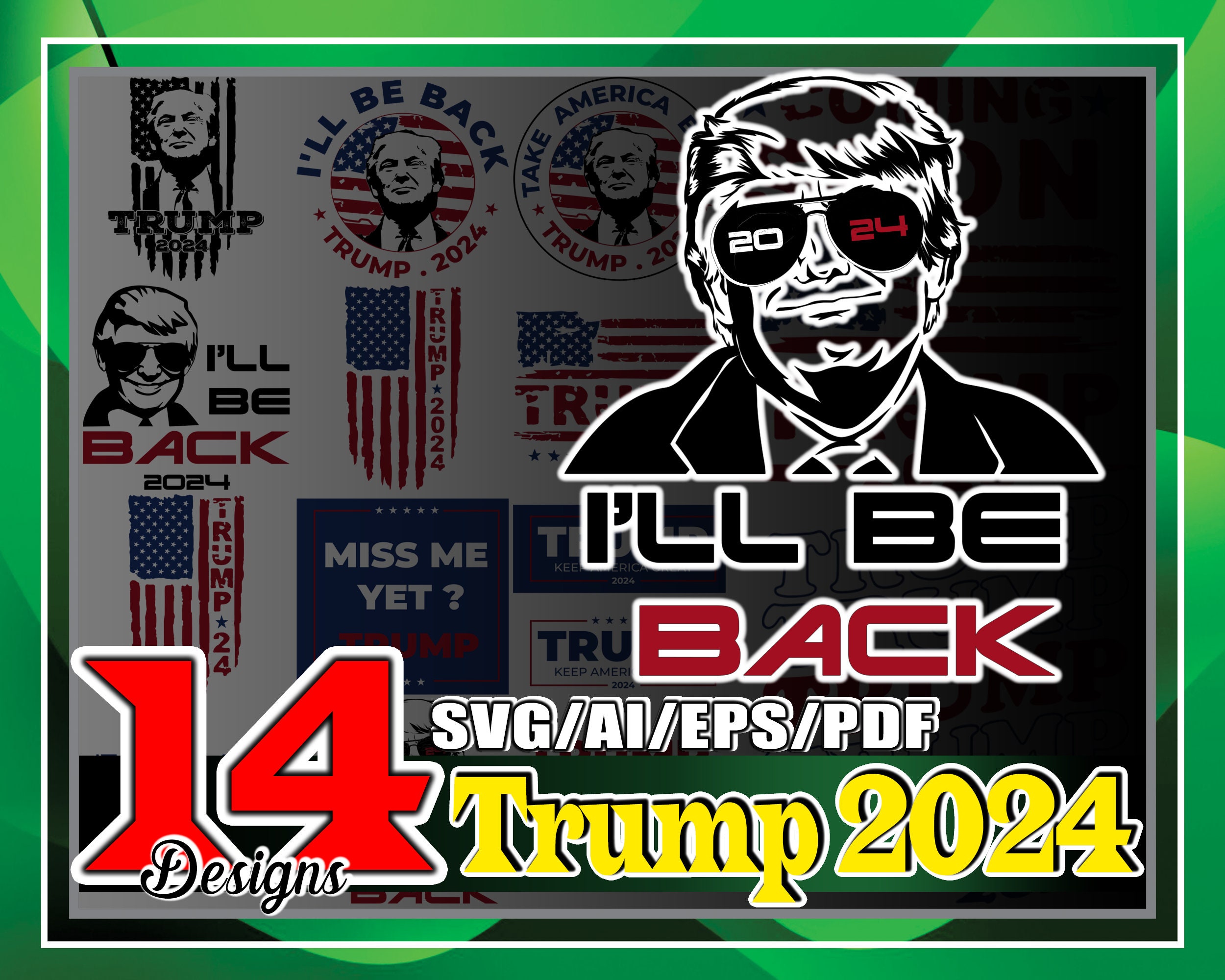 Bundle 14 Trump 2024 Svg Funny Donald Trump Svg Bundle Make | Etsy