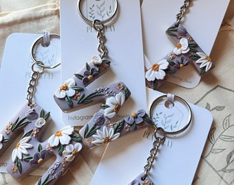 Polymer clay Letter keychain | initial keychain