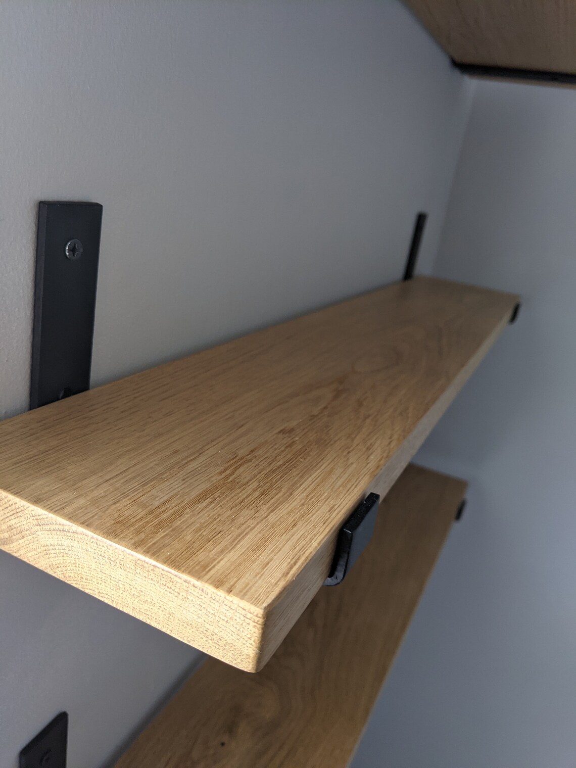 Solid Oak Rustic Handcrafted Shelving Black Industrial Etsy