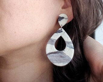 Polymer clay stone texture statement earrings