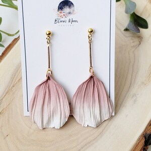 Flower pedal earrings, polymer clay flower pedal dangles, lightweight flower pedal jewelry