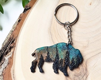 Buffalo keychain, polymer clay bison accessories, spirit animal Buffalo, indigenous art