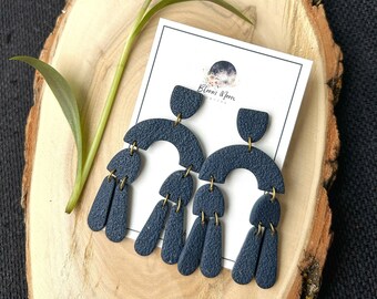 Neutral summer earrings, large boho dangles