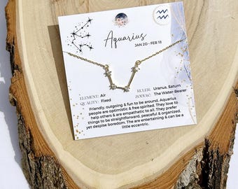 Zodiac Constellation Necklace / 12 Star Signs in Sterling Silver or Gold Plated / Celestial Gift for Her /