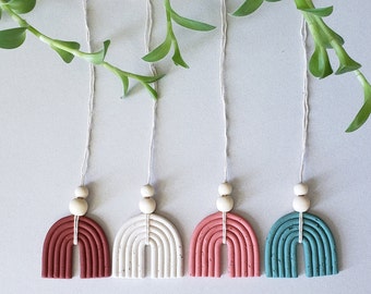 Clay car charm, boho oil diffuser, clay rainbow car scents, cute car rear view accessories