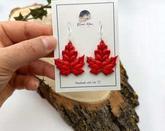 Maple Leaf Dangle Earrings – Handmade Canadian Jewelry, Canada Souvenir, Nature-Inspired Gift, Patriotic Pride Accessories