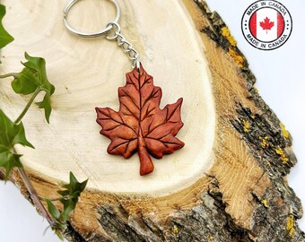 Canadian Maple Leaf Keychain - Handmade Canada Souvenir, Patriotic Gift, Polymer Clay Key Ring, Handcrafted Tourist Keepsake