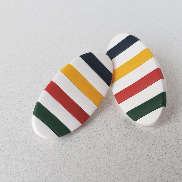 Hudson Bay stripe earrings, HBC iconic stripes, studs for fall, striped lightweight earrings