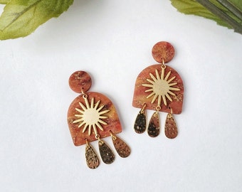 Boho sun summer earrings