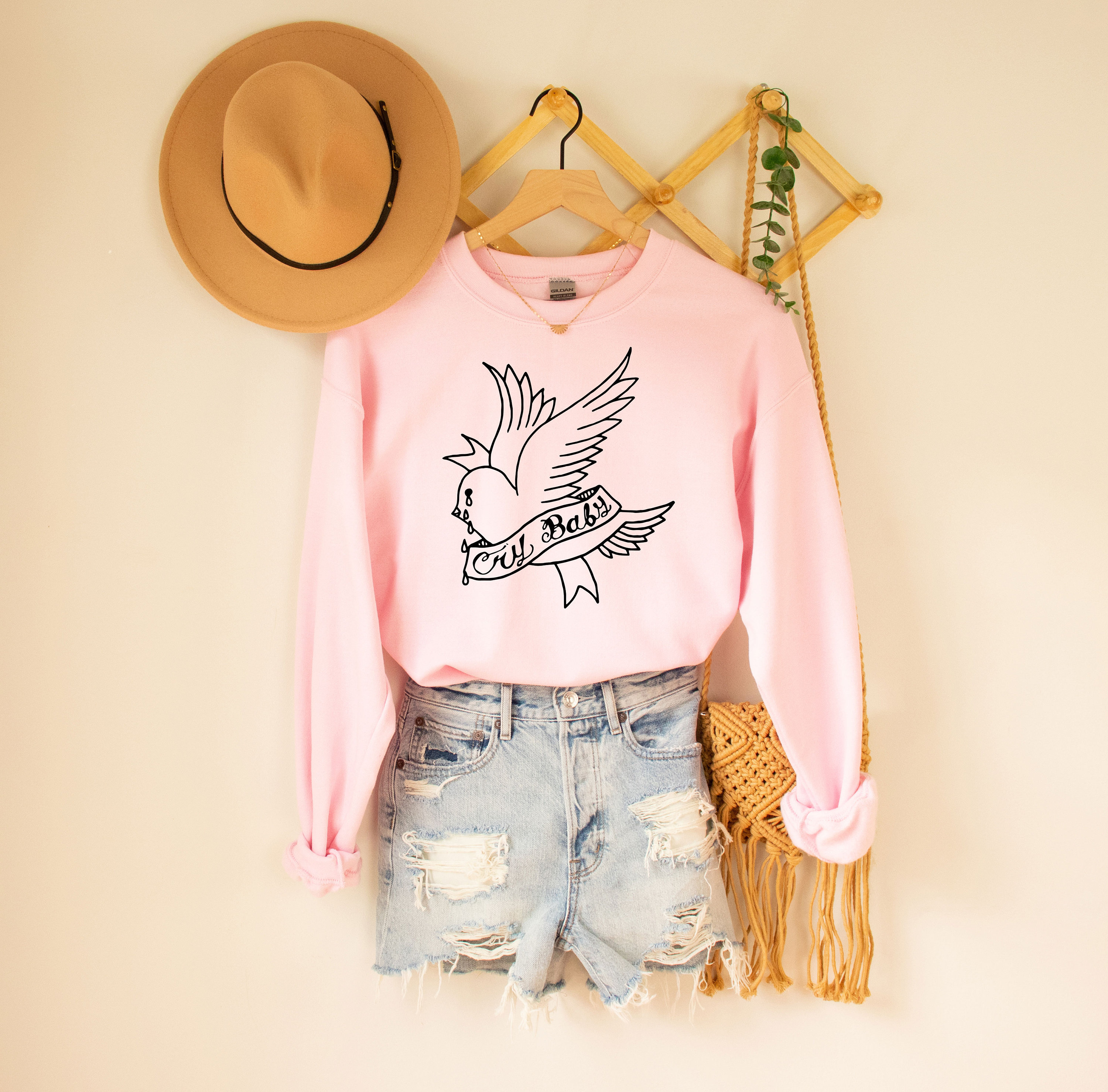 Cry Baby Crewneck Sweatshirt, Lil Peep Cry Baby Shirt, Lil Peep shirt,lil Peep merch,lil Peep tshirt,lil Peep clothing,aesthetic Shirt