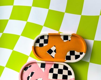 Jesmonite Checkerboard Abstract Tray