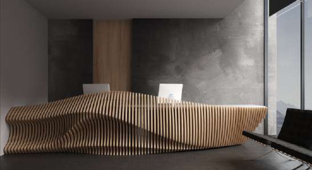 Reception Desk Rubber Wood Office Furniture Modern Design Etsy