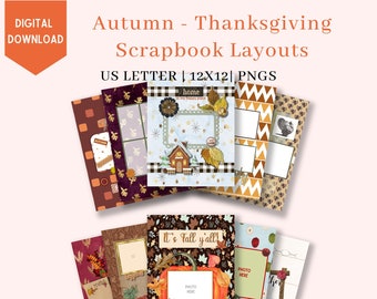 Autumn - Thanksgiving Scrapbook Layouts, Quick Pages, Digital Scrapbooking