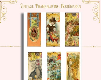 Vintage Thanksgiving Bookmarks, Printable, Digital Files to Downloakd