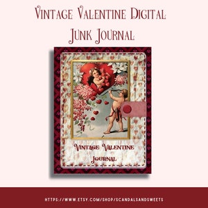 Vintage Junk Journal digital oder druckbar, Vintage Valentine Ephemera, Scrapbooking, Vintage Bilder Bild 1