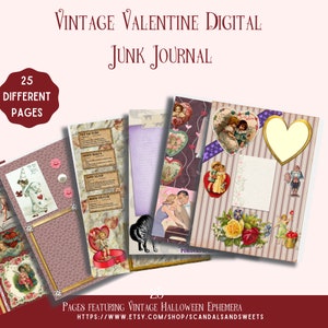 Vintage Junk Journal digital oder druckbar, Vintage Valentine Ephemera, Scrapbooking, Vintage Bilder Bild 6