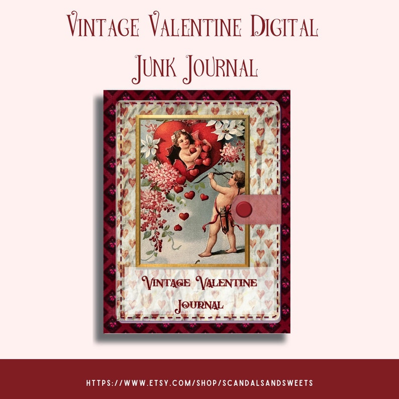 Vintage Junk Journal digital oder druckbar, Vintage Valentine Ephemera, Scrapbooking, Vintage Bilder Bild 1