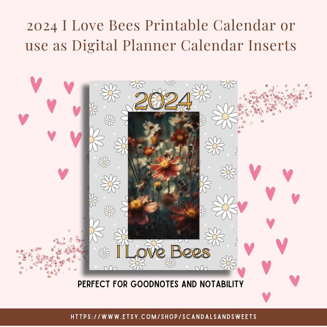2025 Save the Bees Printable or Digital Monthly Calendars Plus 2025