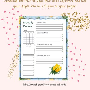 Field of Sunflowers 2024 Printable Planner-Monthly, Weekly, Daily Planner, Meal Planner, Budget Tracker, Mood Tracker, 12 Monthly Calendars image 3
