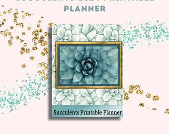 Succulents 2024 Printable Planner-Monthly, Weekly, Daily Planner, Meal Planner, Budget Tracker, Mood Tracker, 12 Monthly Calendars