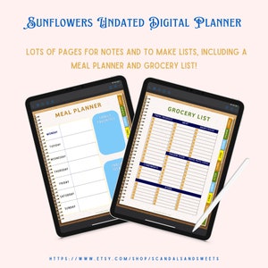 Sunflowers Undated Digital Planner, Monthly, Weekly, Daily Planner, Meal Planner, Men's Gift image 7