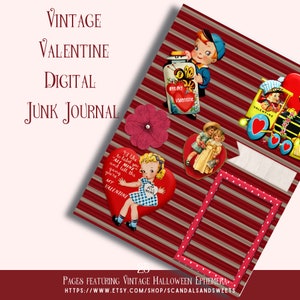 Vintage Junk Journal digital oder druckbar, Vintage Valentine Ephemera, Scrapbooking, Vintage Bilder Bild 5