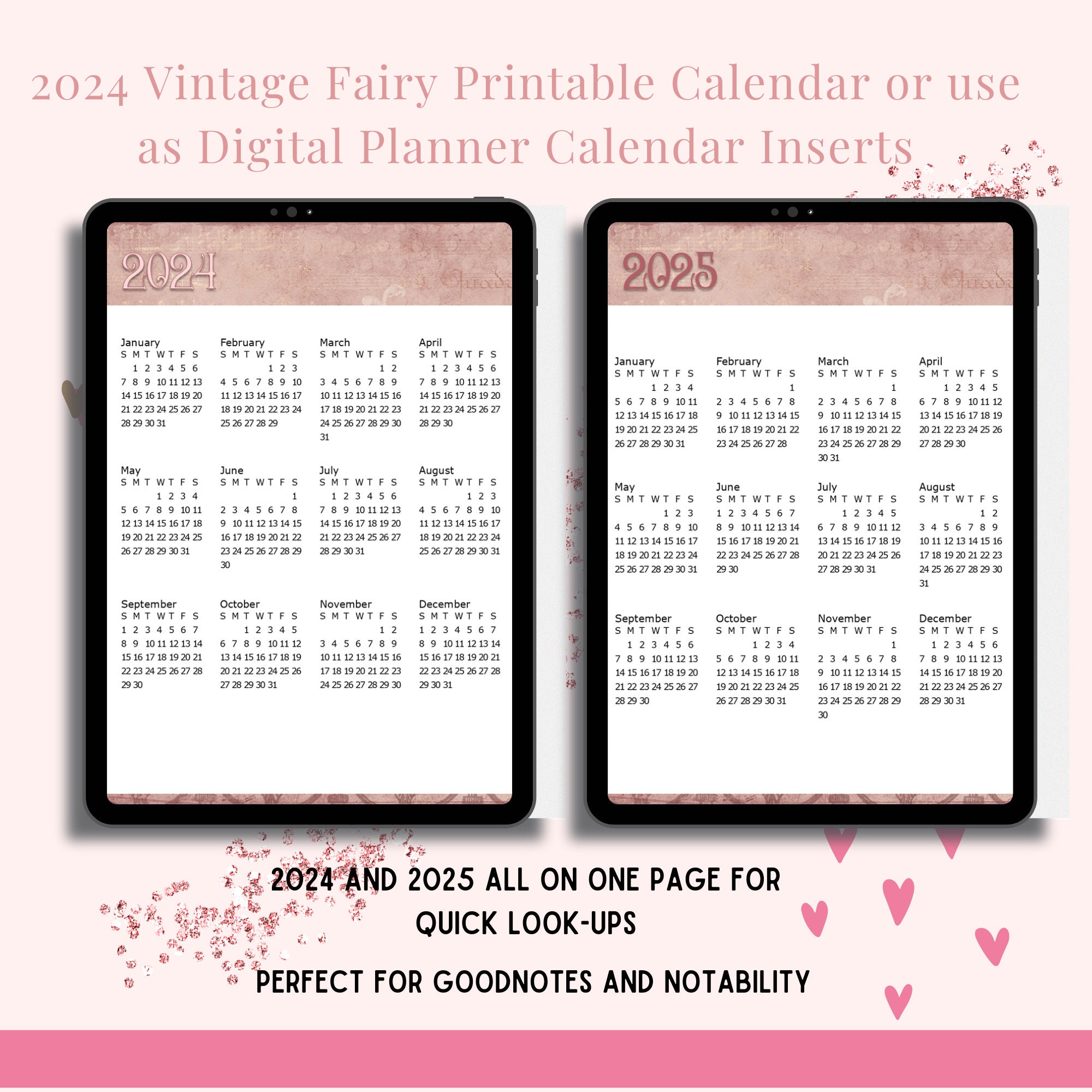 2024 Vintage Fairy Calendar - Printable or Digital - Monthly Calendars ...