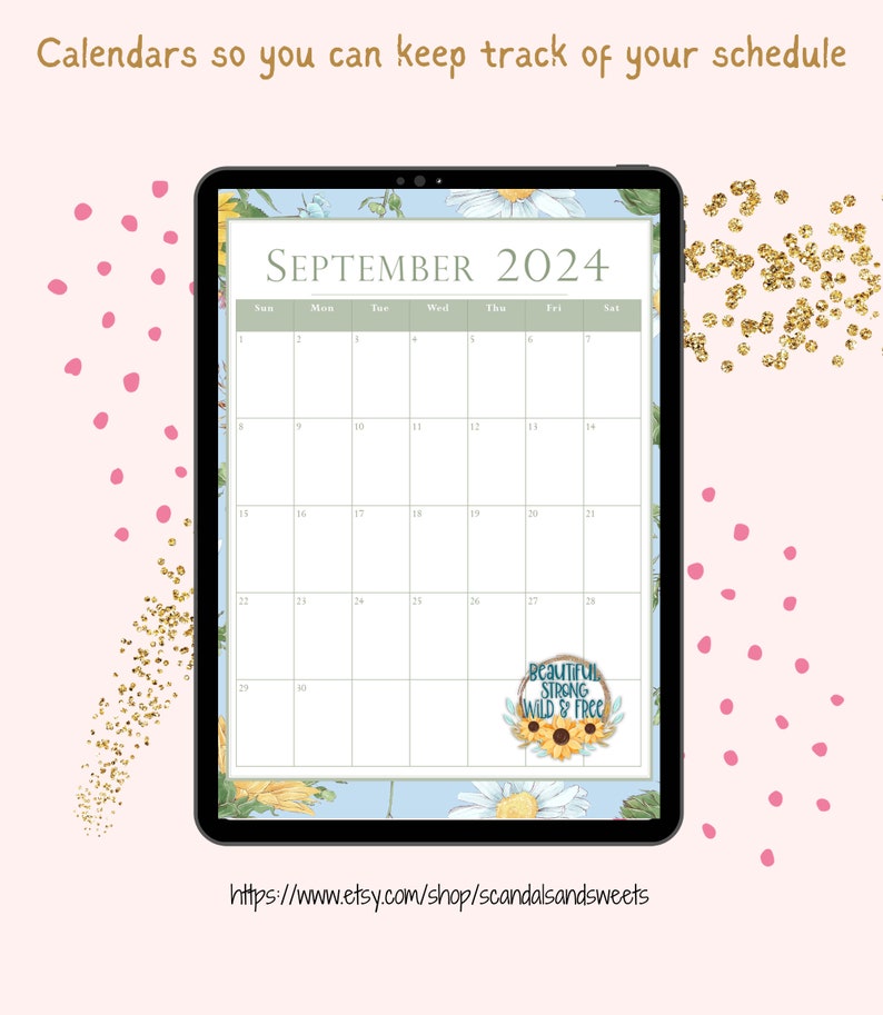 Field of Sunflowers 2024 Printable Planner-Monthly, Weekly, Daily Planner, Meal Planner, Budget Tracker, Mood Tracker, 12 Monthly Calendars image 2