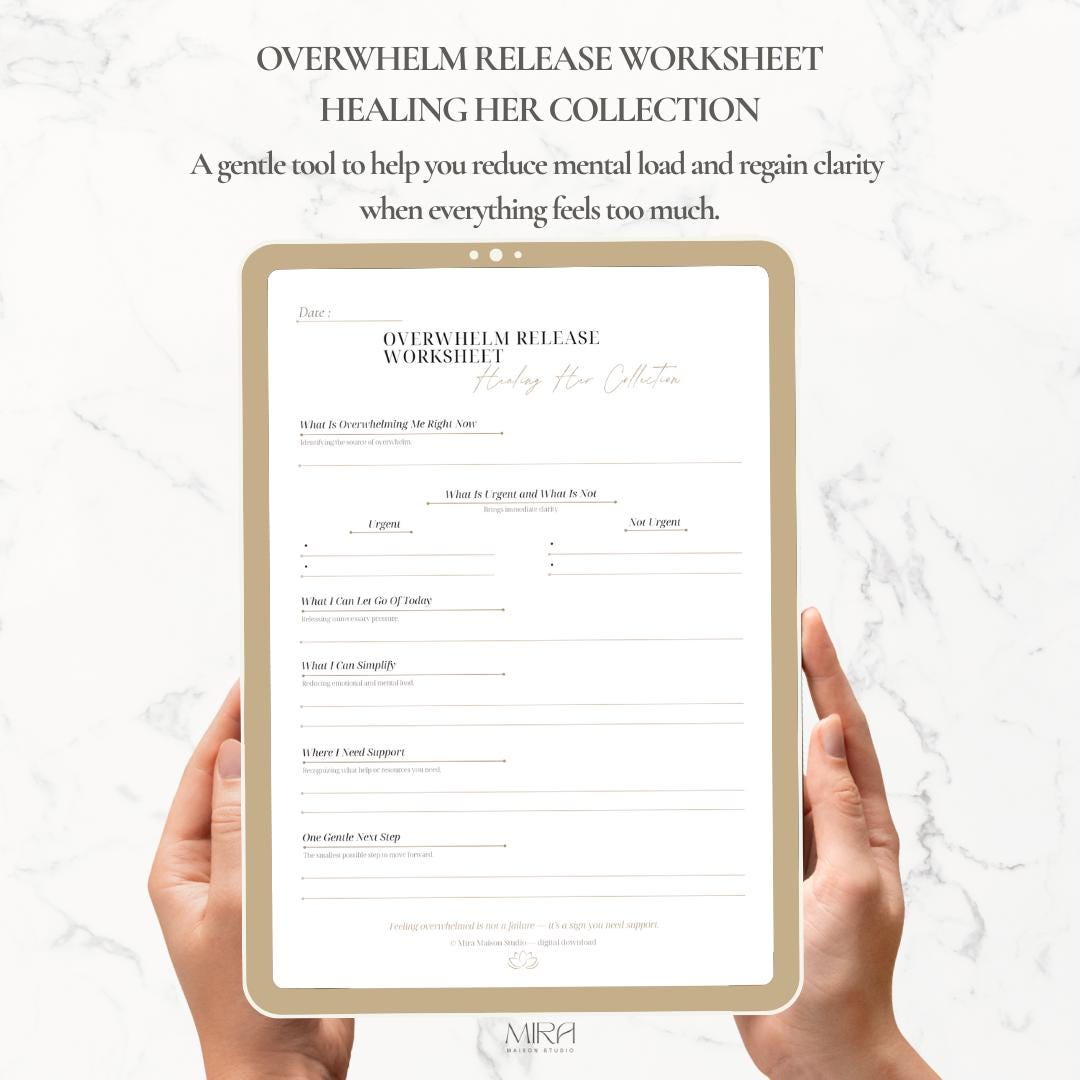 Overwhelm Release Worksheet Soft Clarity Tool Mental Load Relief PDF - Etsy - Overwhelm Roadway Tangible Relief
