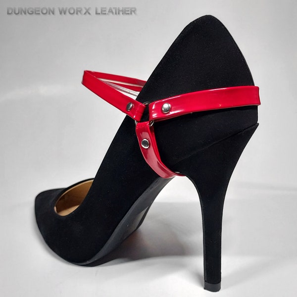 DWL Detachable Mary Jane High Heel Ankle Straps in RED PATENT