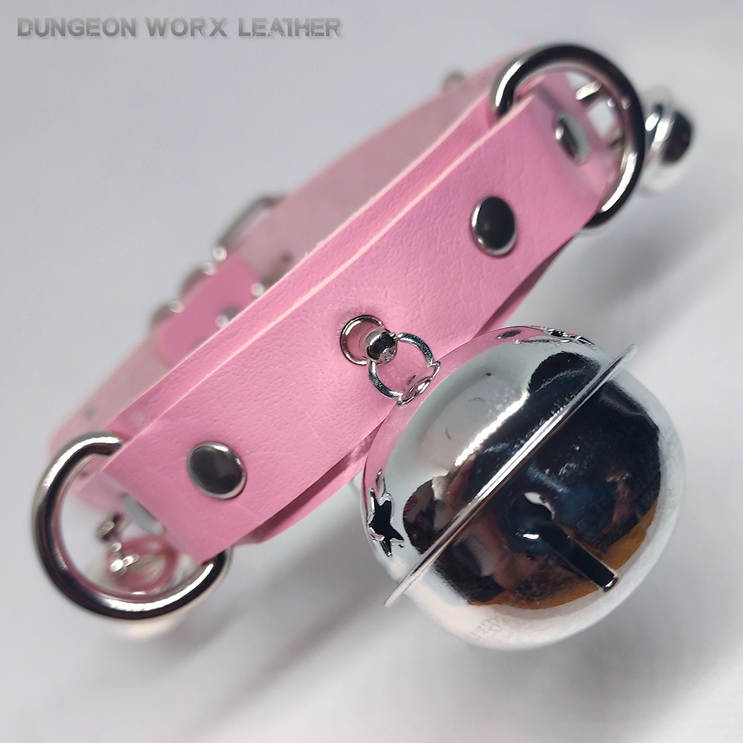 DWL Silver Pet Bells BDSM Collar in Pink