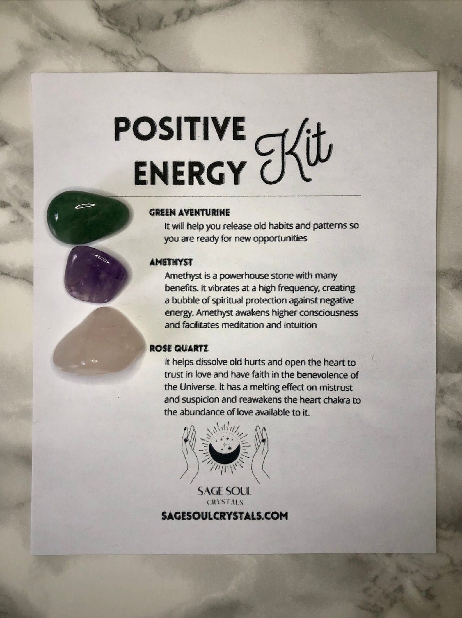 Positive Energy Crystal Kit Positivity Crystal Kit Etsy