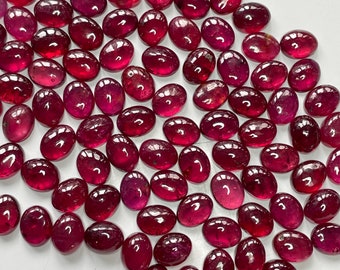 Natural Oval Red Ruby Cabochon , Red Ruby Cabochons , Loose Gemstone Cabs, Flat Back Cabochon for Jewelry Making 8x10mm