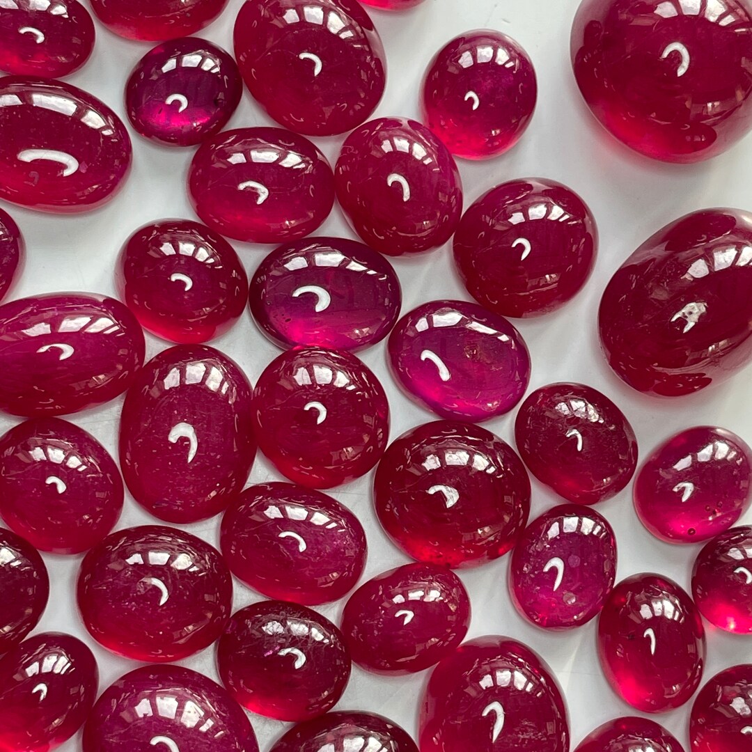 Fine Quality Natural Ruby Oval Shape Cabochon Gemstone, Reddish Pink ...