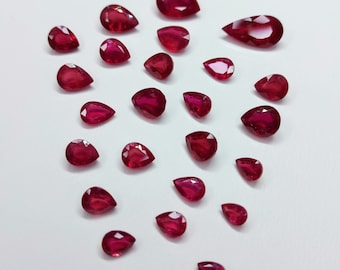 RUBY Pear !! Fissure Filling Ruby Pear Shape , Unheated Untreated Ruby Loose Gemstone, 4x6mm Extra Fine Quality Ruby Cabochon